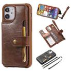 For iPhone 12 mini Shockproof Horizontal Flip Protective Case with Holder & Card Slots & Wallet & Photo Frame & Short Lanyard (Coffee) - 1