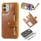 For iPhone 12 mini Shockproof Horizontal Flip Protective Case with Holder & Card Slots & Wallet & Photo Frame & Short Lanyard (Brown) - 1