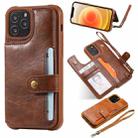For iPhone 12 / 12 Pro Shockproof Horizontal Flip Protective Case with Holder & Card Slots & Wallet & Photo Frame & Short Lanyard(Coffee) - 1