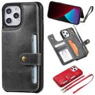 For iPhone 12 Pro Max Shockproof Horizontal Flip Protective Case with Holder & Card Slots & Wallet & Photo Frame & Short Lanyard(Grey) - 1