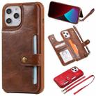 For iPhone 12 Pro Max Shockproof Horizontal Flip Protective Case with Holder & Card Slots & Wallet & Photo Frame & Short Lanyard(Coffee) - 1