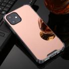 For iPhone 11 Pro Max TPU + Acrylic Four Drop Luxury Plating Mirror Phone Case Cover(Rose Gold) - 1