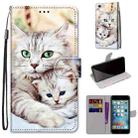 Coloured Drawing Cross Texture Horizontal Flip PU Leather Case with Holder & Card Slots & Wallet & Lanyard For iPhone 6 / 6s(Big Cat Holding Kitten) - 1