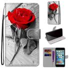 Coloured Drawing Cross Texture Horizontal Flip PU Leather Case with Holder & Card Slots & Wallet & Lanyard For iPhone 6 / 6s(B10 Wood Red Rose) - 1