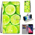 For iPhone SE 2022 / SE 2020 / 8 / 7 Coloured Drawing Cross Texture Horizontal Flip PU Leather Case with Holder & Card Slots & Wallet & Lanyard(Green Lemon) - 1