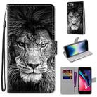 For iPhone SE 2022 / SE 2020 / 8 / 7 Coloured Drawing Cross Texture Horizontal Flip PU Leather Case with Holder & Card Slots & Wallet & Lanyard(B11 Black White Lion Head) - 1