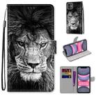 For iPhone 11 Coloured Drawing Cross Texture Horizontal Flip PU Leather Case with Holder & Card Slots & Wallet & Lanyard (B11 Black White Lion Head) - 1