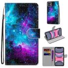 For iPhone 11 Coloured Drawing Cross Texture Horizontal Flip PU Leather Case with Holder & Card Slots & Wallet & Lanyard (Purple Green Starry Sky) - 1