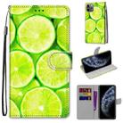 For iPhone 11 Pro Coloured Drawing Cross Texture Horizontal Flip PU Leather Case with Holder & Card Slots & Wallet & Lanyard (Green Lemon) - 1