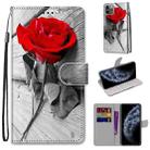 For iPhone 11 Pro Coloured Drawing Cross Texture Horizontal Flip PU Leather Case with Holder & Card Slots & Wallet & Lanyard (B10 Wood Red Rose) - 1