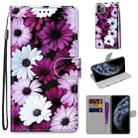 For iPhone 11 Pro Coloured Drawing Cross Texture Horizontal Flip PU Leather Case with Holder & Card Slots & Wallet & Lanyard (Chrysanthemum Pink White Purple) - 1