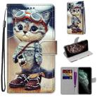 For iPhone 11 Pro Max Coloured Drawing Cross Texture Horizontal Flip PU Leather Case with Holder & Card Slots & Wallet & Lanyard (Leather Shoes Cat) - 1