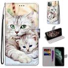 For iPhone 11 Pro Max Coloured Drawing Cross Texture Horizontal Flip PU Leather Case with Holder & Card Slots & Wallet & Lanyard (Big Cat Holding Kitten) - 1