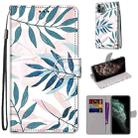 For iPhone 11 Pro Max Coloured Drawing Cross Texture Horizontal Flip PU Leather Case with Holder & Card Slots & Wallet & Lanyard (Pink Green Leaf) - 1