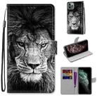 For iPhone 11 Pro Max Coloured Drawing Cross Texture Horizontal Flip PU Leather Case with Holder & Card Slots & Wallet & Lanyard (B11 Black White Lion Head) - 1