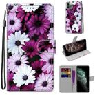 For iPhone 11 Pro Max Coloured Drawing Cross Texture Horizontal Flip PU Leather Case with Holder & Card Slots & Wallet & Lanyard (Chrysanthemum Pink White Purple) - 1