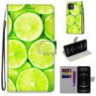 For iPhone 12 / 12 Pro Coloured Drawing Cross Texture Horizontal Flip PU Leather Case with Holder & Card Slots & Wallet & Lanyard(Green Lemon) - 1
