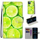 For iPhone 12 Pro Max Coloured Drawing Cross Texture Horizontal Flip PU Leather Case with Holder & Card Slots & Wallet & Lanyard(Green Lemon) - 1