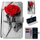 For iPhone 12 Pro Max Coloured Drawing Cross Texture Horizontal Flip PU Leather Case with Holder & Card Slots & Wallet & Lanyard(B10 Wood Red Rose) - 1