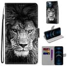 For iPhone 12 Pro Max Coloured Drawing Cross Texture Horizontal Flip PU Leather Case with Holder & Card Slots & Wallet & Lanyard(B11 Black White Lion Head) - 1