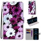 For iPhone 12 Pro Max Coloured Drawing Cross Texture Horizontal Flip PU Leather Case with Holder & Card Slots & Wallet & Lanyard(Chrysanthemum Pink White Purple) - 1