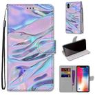 For iPhone X / XS Coloured Drawing Cross Texture Horizontal Flip PU Leather Case with Holder & Card Slots & Wallet & Lanyard(Fluorescent Water Texture) - 1