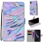 For iPhone XR Coloured Drawing Cross Texture Horizontal Flip PU Leather Case with Holder & Card Slots & Wallet & Lanyard(Fluorescent Water Texture) - 1