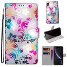 For iPhone XR Coloured Drawing Cross Texture Horizontal Flip PU Leather Case with Holder & Card Slots & Wallet & Lanyard(Gradient Colorful Flower) - 1