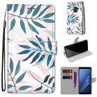 For Samsung Galaxy A8 2018 Coloured Drawing Cross Texture Horizontal Flip PU Leather Case with Holder & Card Slots & Wallet & Lanyard(Pink Green Needles) - 1