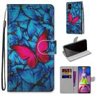 For Samsung Galaxy M51 Coloured Drawing Cross Texture Horizontal Flip PU Leather Case with Holder & Card Slots & Wallet & Lanyard(Big Red Butterfly On Blue) - 1