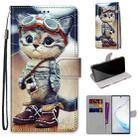 For Samsung Galaxy Note10+ Coloured Drawing Cross Texture Horizontal Flip PU Leather Case with Holder & Card Slots & Wallet & Lanyard(Leather Shoes Cat) - 1