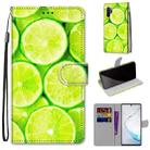 For Samsung Galaxy Note10+ Coloured Drawing Cross Texture Horizontal Flip PU Leather Case with Holder & Card Slots & Wallet & Lanyard(Lime) - 1