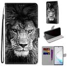 For Samsung Galaxy Note10+ Coloured Drawing Cross Texture Horizontal Flip PU Leather Case with Holder & Card Slots & Wallet & Lanyard(Black and White Lion Head) - 1
