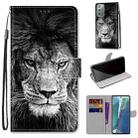 For Samsung Galaxy Note20 Coloured Drawing Cross Texture Horizontal Flip PU Leather Case with Holder & Card Slots & Wallet & Lanyard(Black and White Lion Head) - 1