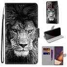 For Samsung Galaxy Note20 Ultra Coloured Drawing Cross Texture Horizontal Flip PU Leather Case with Holder & Card Slots & Wallet & Lanyard(Black and White Lion Head) - 1