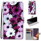 For Samsung Galaxy Note20 Ultra Coloured Drawing Cross Texture Horizontal Flip PU Leather Case with Holder & Card Slots & Wallet & Lanyard(Chrysanthemum Pink White Purple) - 1