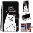 For Samsung Galaxy Note20 Ultra Coloured Drawing Cross Texture Horizontal Flip PU Leather Case with Holder & Card Slots & Wallet & Lanyard(Middle Finger White Cat) - 1