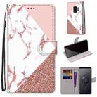For Samsung Galaxy S9+ Coloured Drawing Cross Texture Horizontal Flip PU Leather Case with Holder & Card Slots & Wallet & Lanyard(Stitching Pink Stone Pattern) - 1
