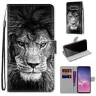For Samsung Galaxy S10e Coloured Drawing Cross Texture Horizontal Flip PU Leather Case with Holder & Card Slots & Wallet & Lanyard(Black and White Lion Head) - 1