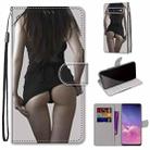 For Samsung Galaxy S10+ Coloured Drawing Cross Texture Horizontal Flip PU Leather Case with Holder & Card Slots & Wallet & Lanyard(Miniskirt) - 1