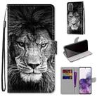 For Samsung Galaxy S20 Coloured Drawing Cross Texture Horizontal Flip PU Leather Case with Holder & Card Slots & Wallet & Lanyard(Black and White Lion Head) - 1