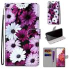 For Samsung Galaxy S20 FE 5G Coloured Drawing Cross Texture Horizontal Flip PU Leather Case with Holder & Card Slots & Wallet & Lanyard(Chrysanthemum Pink White Purple) - 1