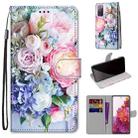 For Samsung Galaxy S20 FE 5G Coloured Drawing Cross Texture Horizontal Flip PU Leather Case with Holder & Card Slots & Wallet & Lanyard(Light Pink Bouquet) - 1