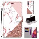 For Samsung Galaxy S20 FE 5G Coloured Drawing Cross Texture Horizontal Flip PU Leather Case with Holder & Card Slots & Wallet & Lanyard(Stitching Pink Stone Pattern) - 1