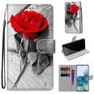 For Samsung Galaxy S20+ Coloured Drawing Cross Texture Horizontal Flip PU Leather Case with Holder & Card Slots & Wallet & Lanyard(Red Rose On Wooden) - 1