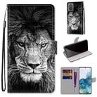 For Samsung Galaxy S20+ Coloured Drawing Cross Texture Horizontal Flip PU Leather Case with Holder & Card Slots & Wallet & Lanyard(Black and White Lion Head) - 1