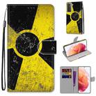 For Samsung Galaxy S21 5G Coloured Drawing Cross Texture Horizontal Flip PU Leather Case with Holder & Card Slots & Wallet & Lanyard(Yellow and Black Signs) - 1