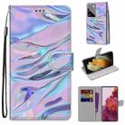 For Samsung Galaxy S21 Ultra 5G Coloured Drawing Cross Texture Horizontal Flip PU Leather Case with Holder & Card Slots & Wallet & Lanyard(Fluorescent Water Pattern) - 1