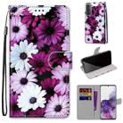 For Samsung Galaxy S21+ 5G Coloured Drawing Cross Texture Horizontal Flip PU Leather Case with Holder & Card Slots & Wallet & Lanyard(Chrysanthemum Pink White Purple) - 1