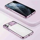 Sliding Lens Cover Mirror Design Four-corner Shockproof Magnetic Metal Frame Double-sided Tempered Glass Case For iPhone 11 Pro(Purple) - 1